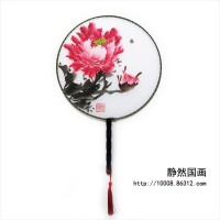 靜然國畫-牡丹圓扇-JR-YSMD-10007