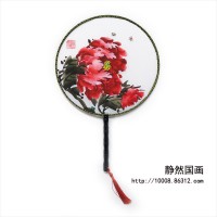 靜然國畫-牡丹圓扇-JR-YSMD-10009
